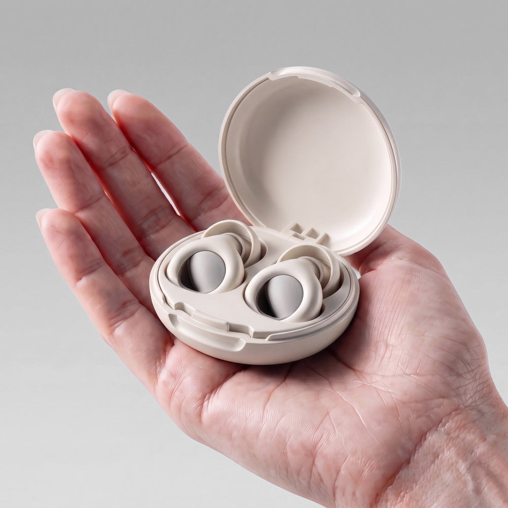 Vespré Deep in Cloud, open case held in a hand for scale