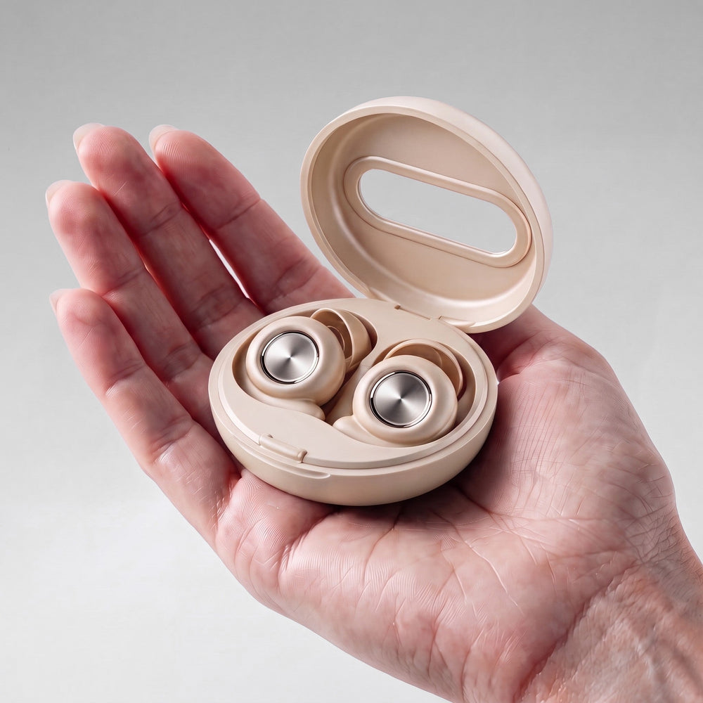 Vespré Grip in Ivory, open case held in a hand for scale