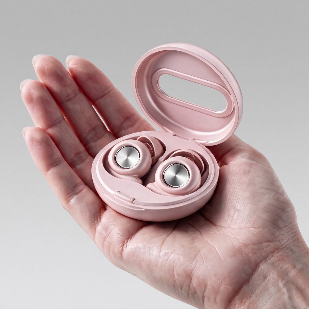 Vespré Grip in Rose, open case held in a hand for scale