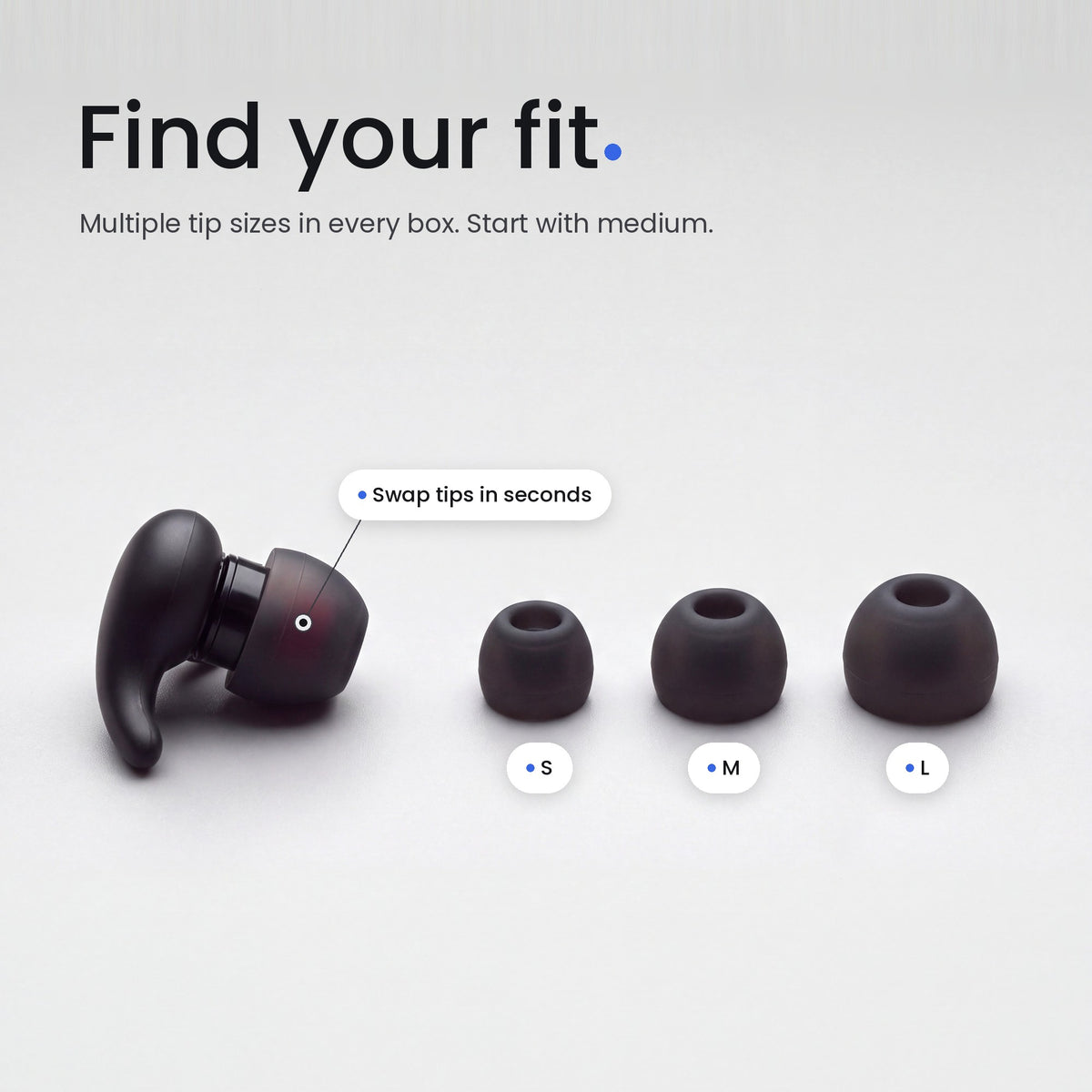 Find your fit. Multiple tip sizes in every box. Start with medium.